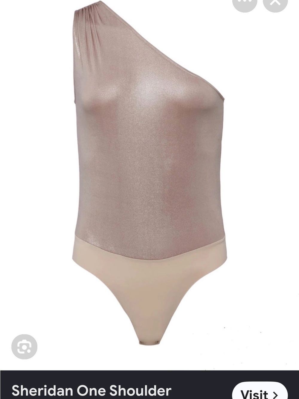 L'AGENCE One-Shoulder Shimmer Bodysuit in Dusty Rose (gold color)